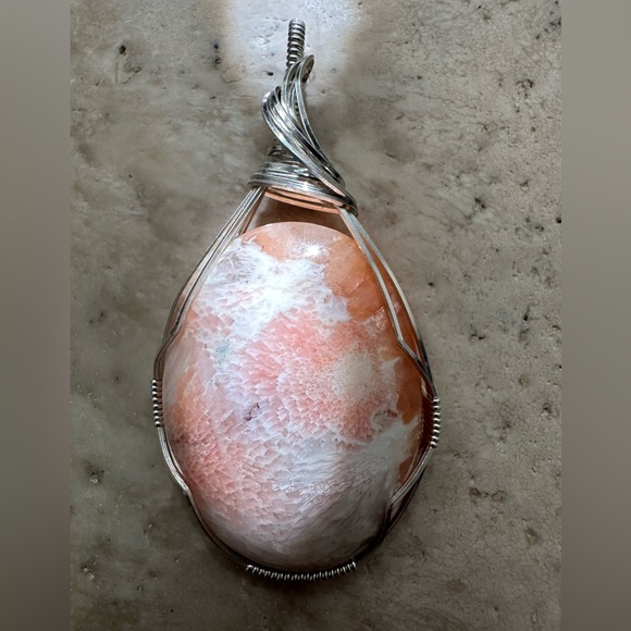 Sterling Silver Scolecite Stone Necklace Pendant - Picture 1 of 6